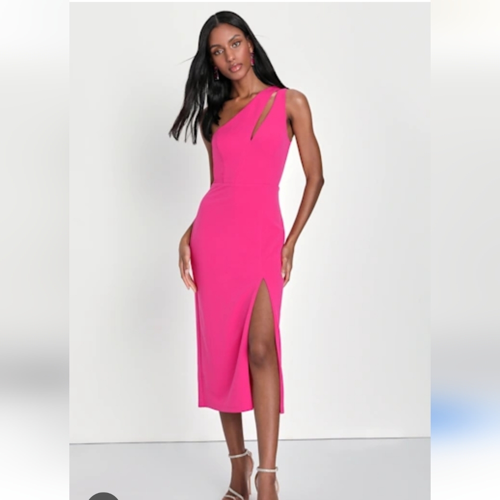 LULUS Elegant Pink One-Shoulder Dress